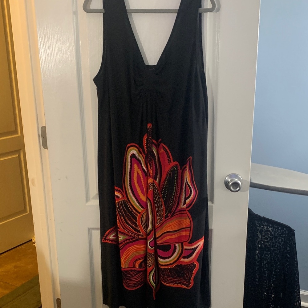 Lane Bryant Black Maxi Dress with Bold Floral Pattern